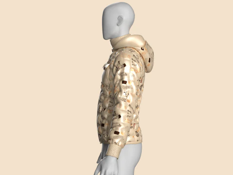 Men Padded Printed Jacket 3D Model