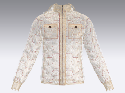 Men Padded Printed Jacket 3D 模型