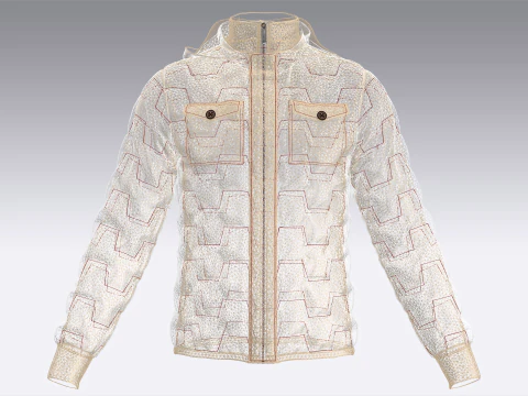 Men Padded Printed Jacket 3D Model