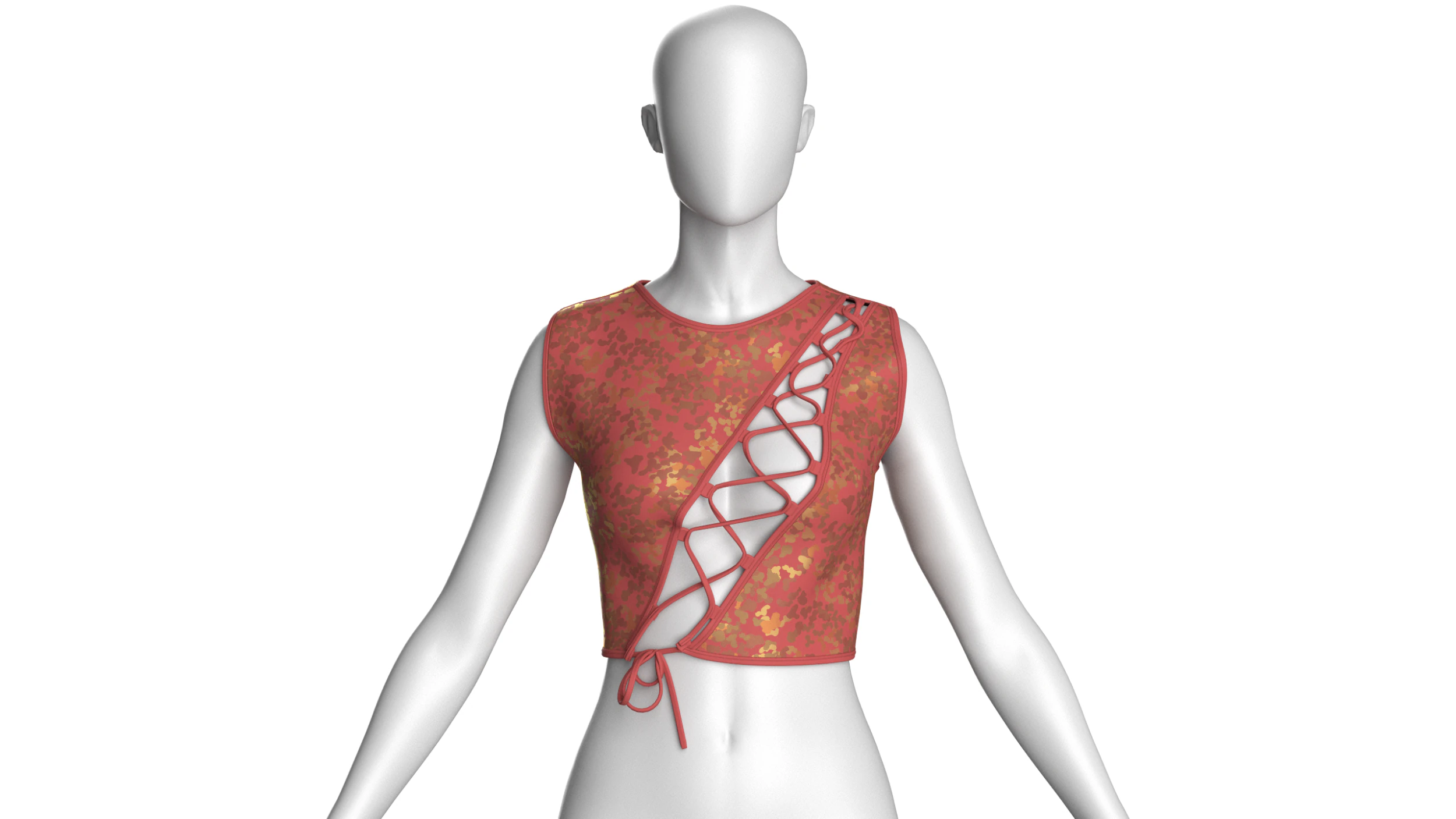 Girls Printed Crop Top 3D Model .c4d .max .obj .3ds .fbx .stl .blend