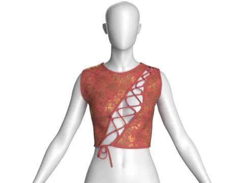 Top curto estampado para meninas Modelo 3D