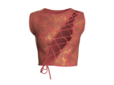 Girls Printed Crop Top 3D Model