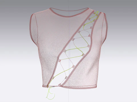 Girls Printed Crop Top 3D Model