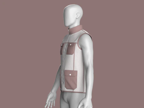 Men Fashion Vest Jacket 3D Model