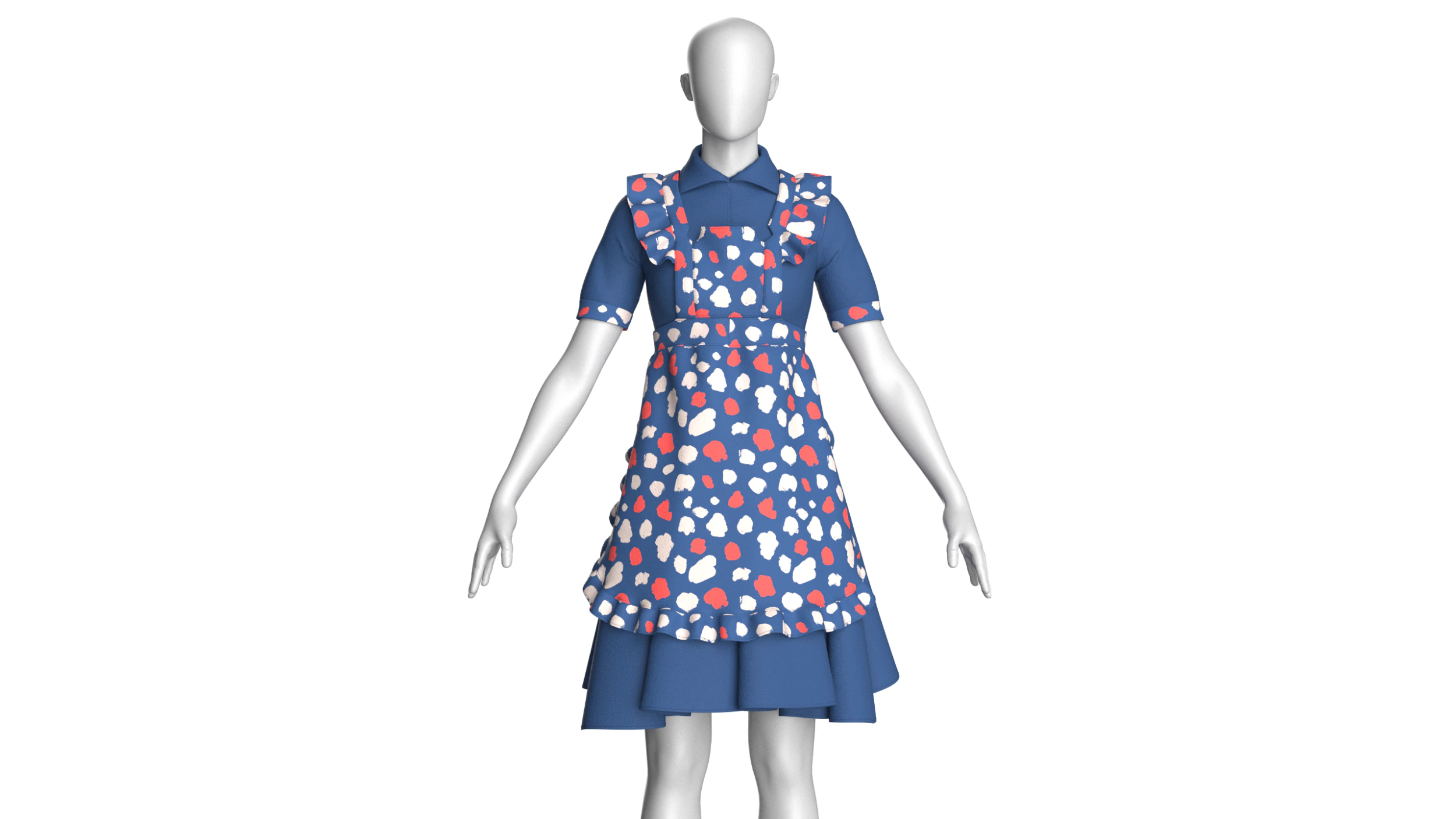 Girls Printed Midi Dress V3 3D Model .c4d .max .obj .3ds .fbx .stl .blend 
