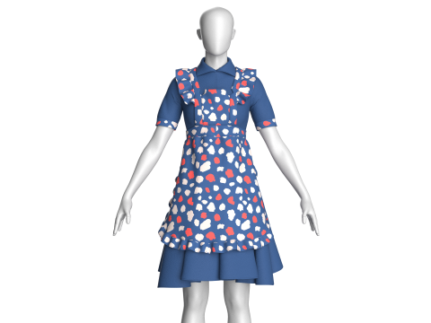 Girls Printed Midi Dress V3 Modelo 3D