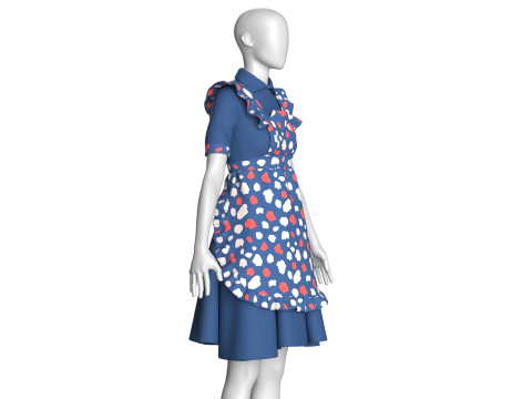 Girls Printed Midi Dress V3 3D Model