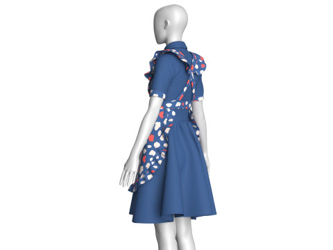 Girls Printed Midi Dress V3 3D Model
