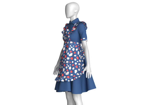 Girls Printed Midi Dress V3 3D Model
