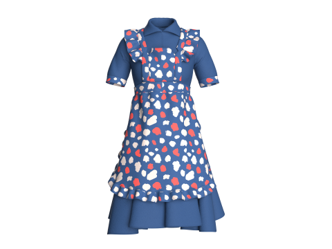 Girls Printed Midi Dress V3 3D Model