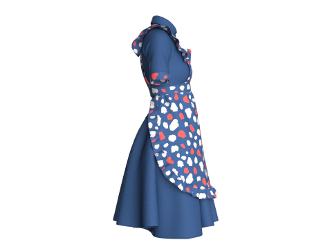 Girls Printed Midi Dress V3 3D Model