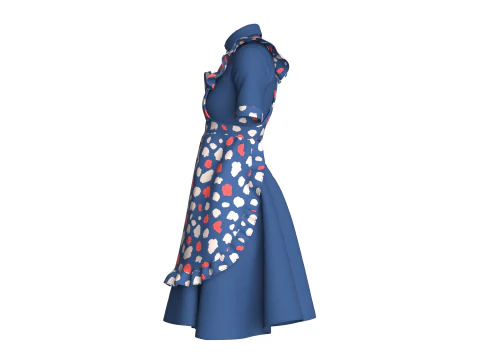 Girls Printed Midi Dress V3 3D Model