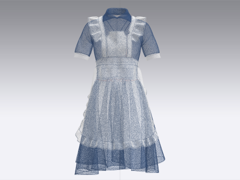 Girls Printed Midi Dress V3 3D Model