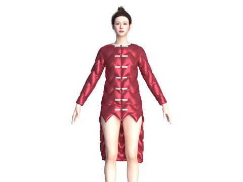 Girls Traditional Chinese Jacket 3D Model