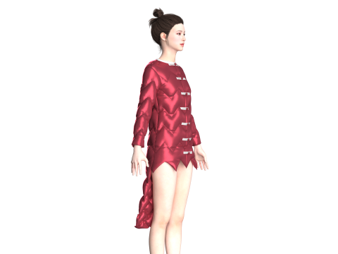 Girls Traditional Chinese Jacket 3D 모델