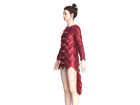 Girls Traditional Chinese Jacket 3D 모델