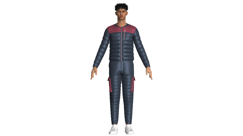Men Fashion Padded Jacket With Pant-Outfit Modèle 3D .c4d .max .obj .3ds .fbx .stl .blend 