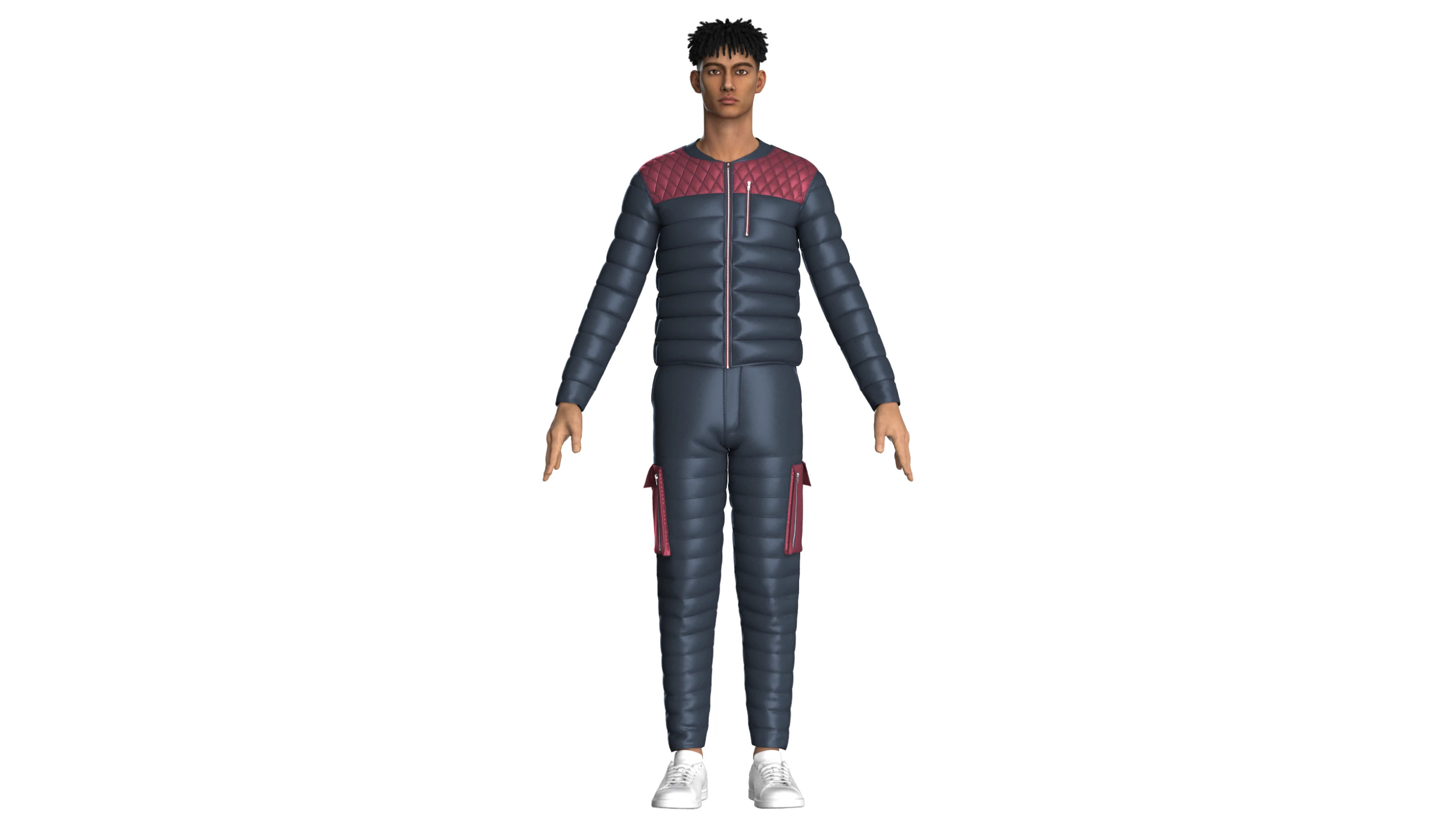 Men Fashion Padded Jacket With Pant-Outfit 3D Model .c4d .max .obj .3ds .fbx .stl .blend