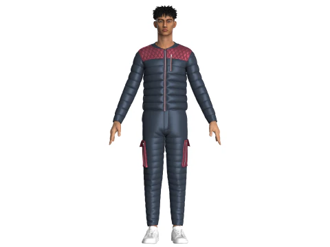 Men Fashion Padded Jacket With Pant-Outfit 3D Model