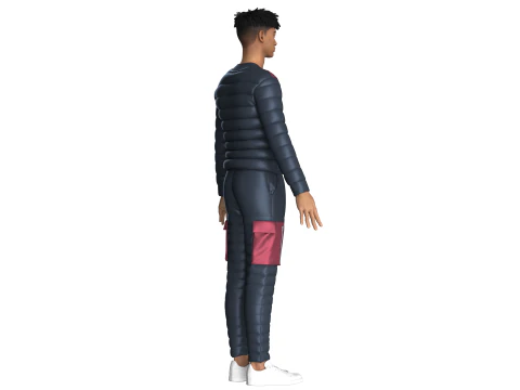 Men Fashion Padded Jacket With Pant-Outfit 3D Model