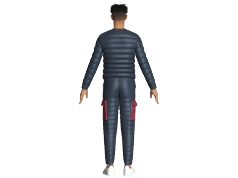 Men Fashion Padded Jacket With Pant-Outfit Modèle 3D