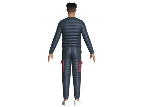 Men Fashion Padded Jacket With Pant-Outfit 3D Model