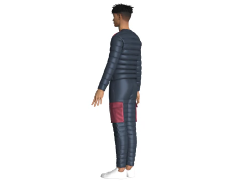 Men Fashion Padded Jacket With Pant-Outfit 3D Model
