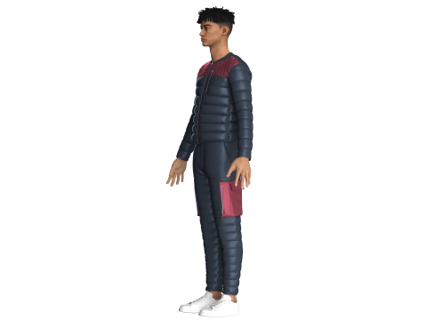 Men Fashion Padded Jacket With Pant-Outfit Modèle 3D