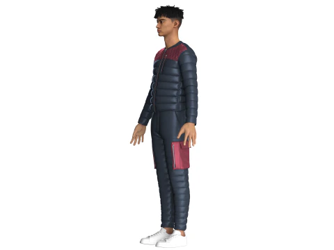 Men Fashion Padded Jacket With Pant-Outfit 3D Model