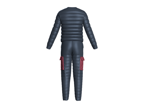 Men Fashion Padded Jacket With Pant-Outfit Modèle 3D
