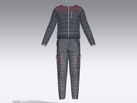 Men Fashion Padded Jacket With Pant-Outfit Modèle 3D