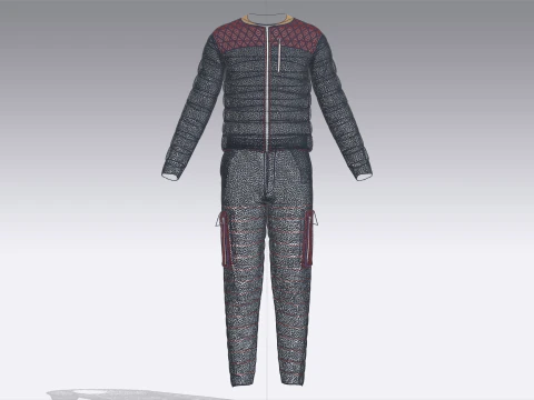 Men Fashion Padded Jacket With Pant-Outfit 3D Model