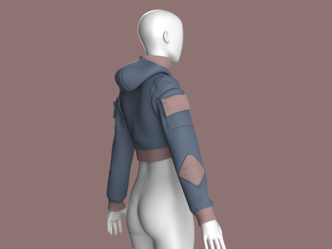 Girls Crop Hooded Jacket 3D Model