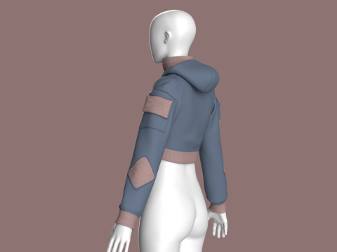 Girls Crop Hooded Jacket 3D Model