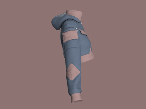 Girls Crop Hooded Jacket 3D Model