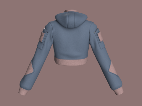 Girls Crop Hooded Jacket 3D Model