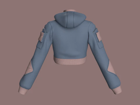 Girls Crop Hooded Jacket 3D Model
