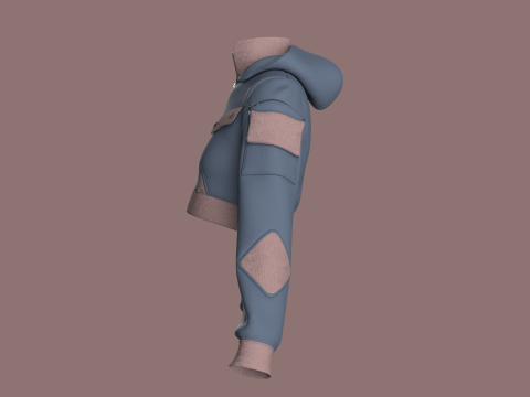 Girls Crop Hooded Jacket 3D Model