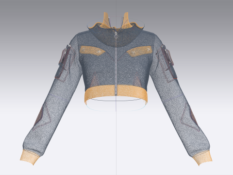 Girls Crop Hooded Jacket 3D Model