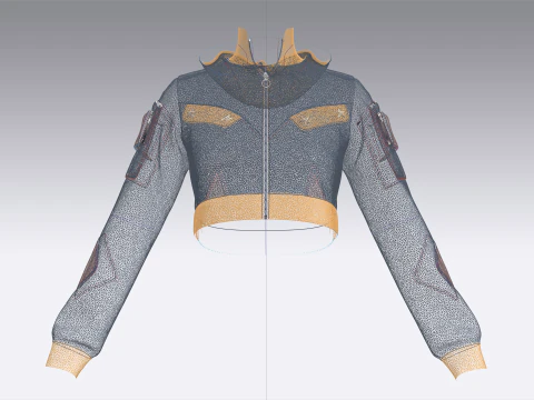 Girls Crop Hooded Jacket 3D Model