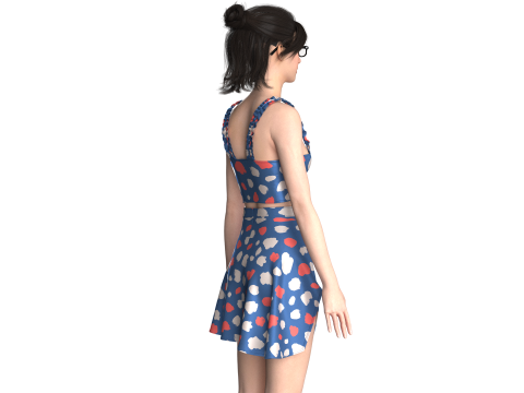 Girls Crop Top With Skirt V2 3D Model