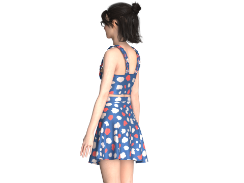 Girls Crop Top With Skirt V2 3D Model