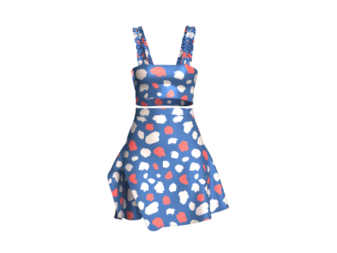 Girls Crop Top With Skirt V2 3D Model
