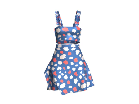 Girls Crop Top With Skirt V2 3D Model