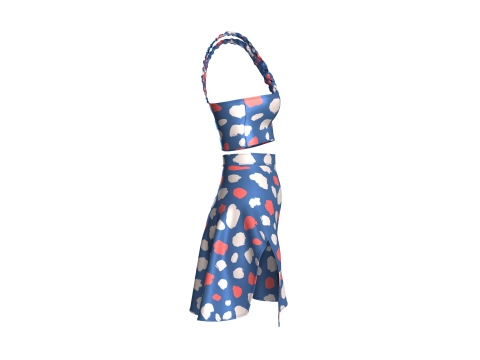 Girls Crop Top With Skirt V2 3D Model