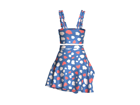 Girls Crop Top With Skirt V2 3D Model