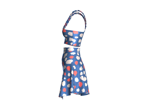 Girls Crop Top With Skirt V2 3D Model