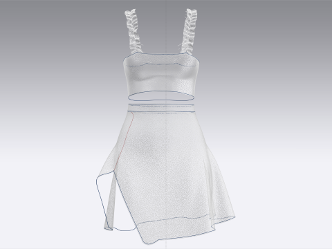 Girls Crop Top With Skirt V2 3D Model