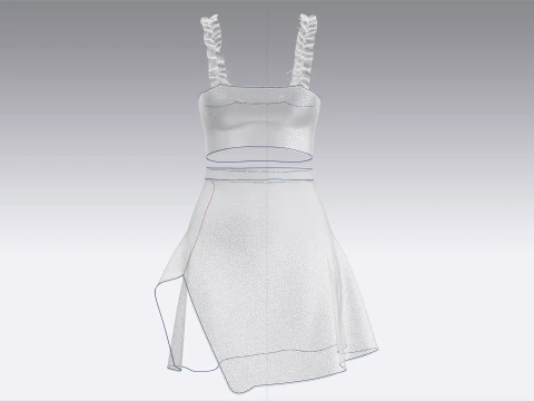 Girls Crop Top With Skirt V2 3D Model