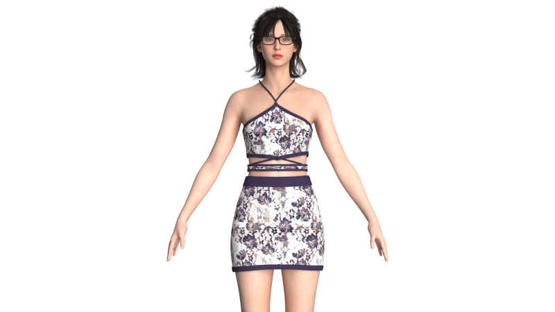 Girls Crop Top With Skirt V3 Model 3D .c4d .max .obj .3ds .fbx .stl .blend